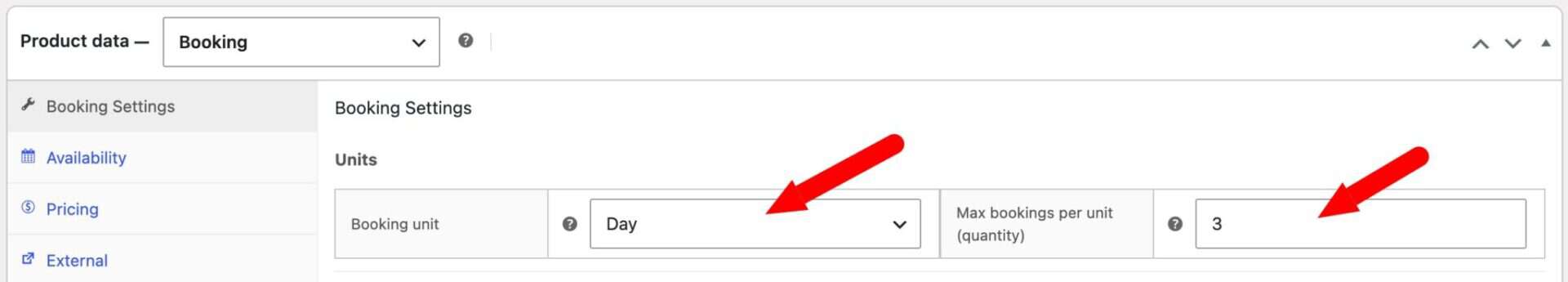 Quantity and duration settings for time-slot bookable products