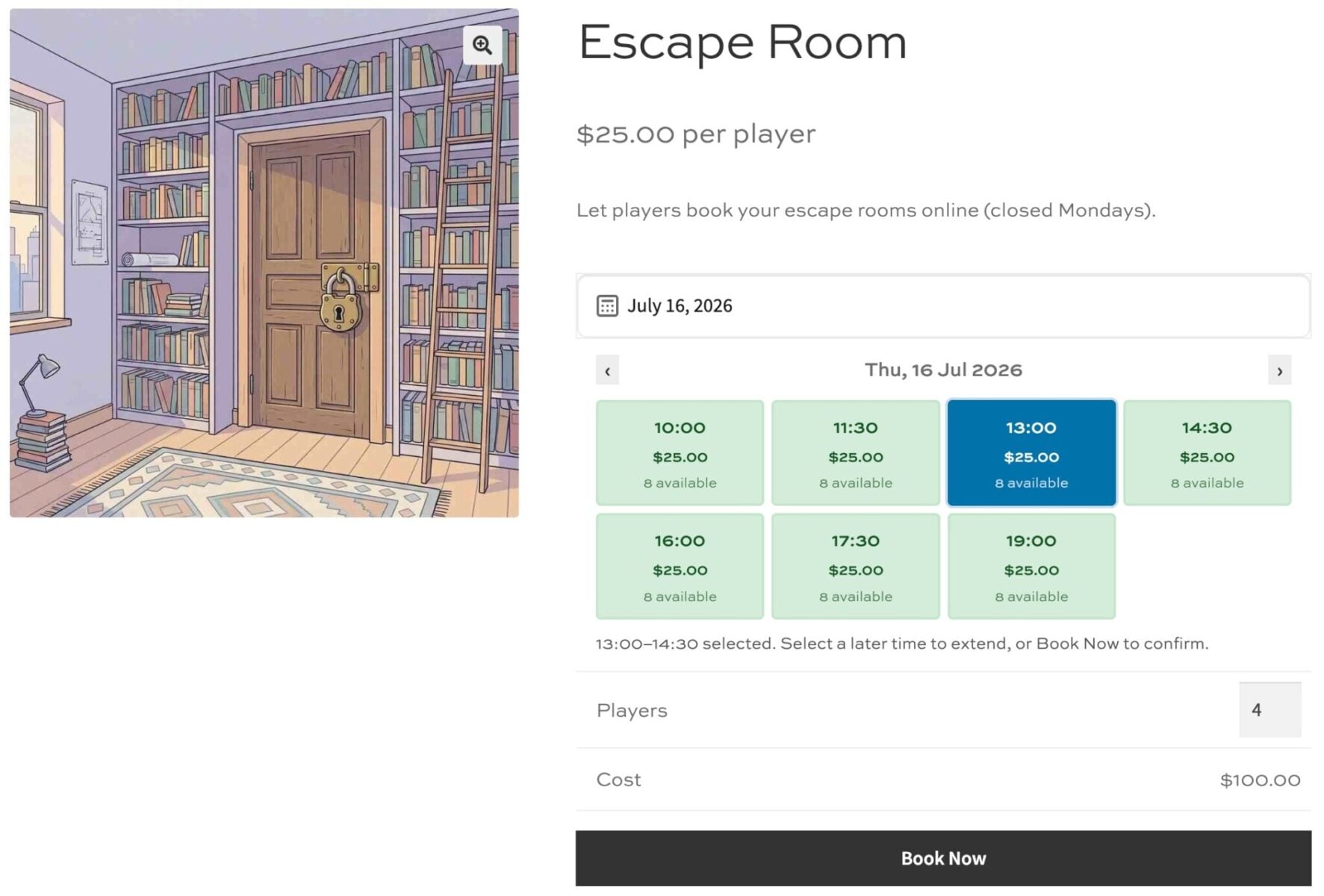 WooCommerce escape room - book your event online
