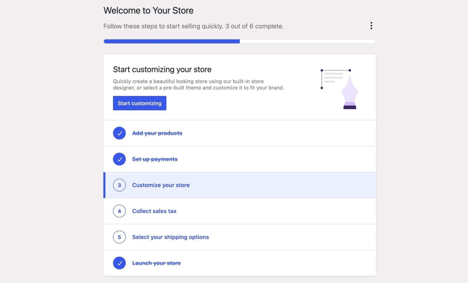 WooCommerce setup wizard