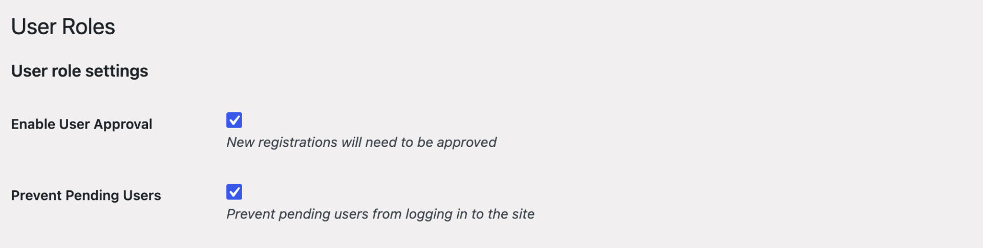 WooCommerce user approval settings for B2B stationery store