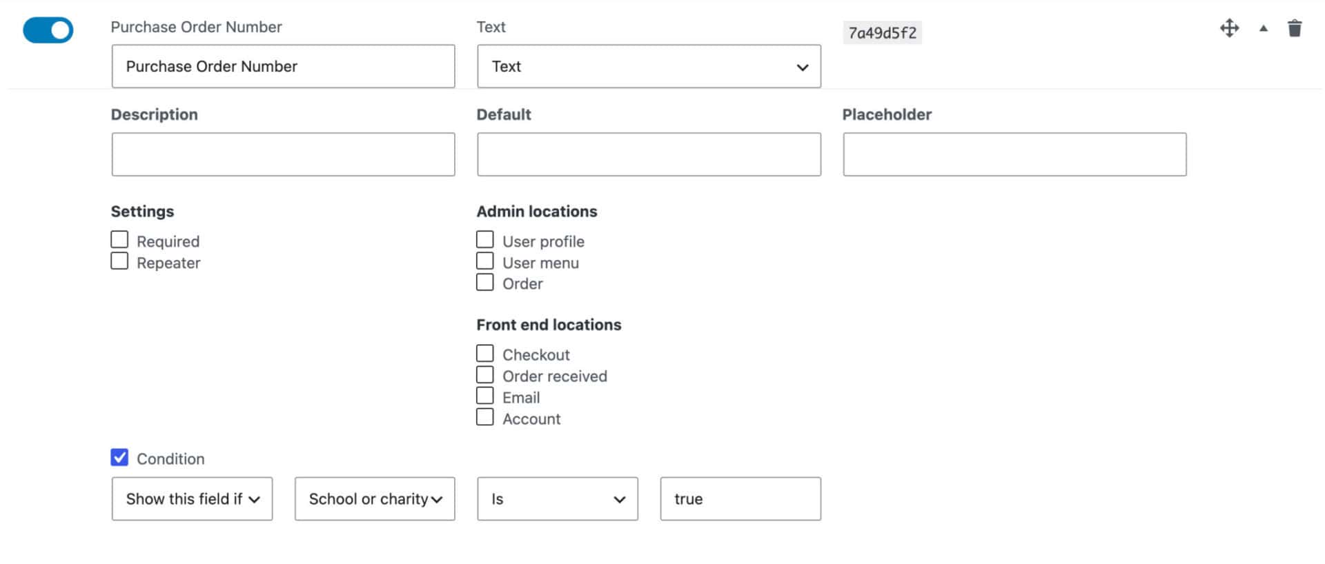 Custom registration field with condition