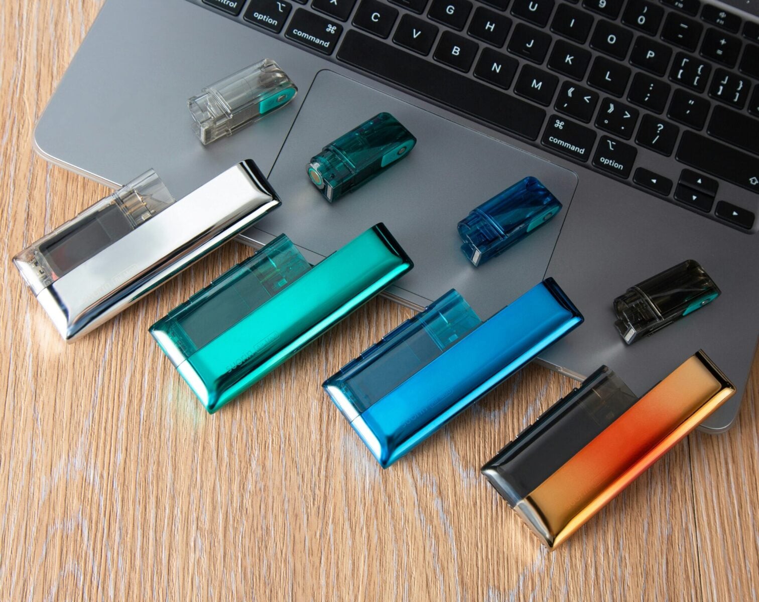 Stock image of vapes and laptop