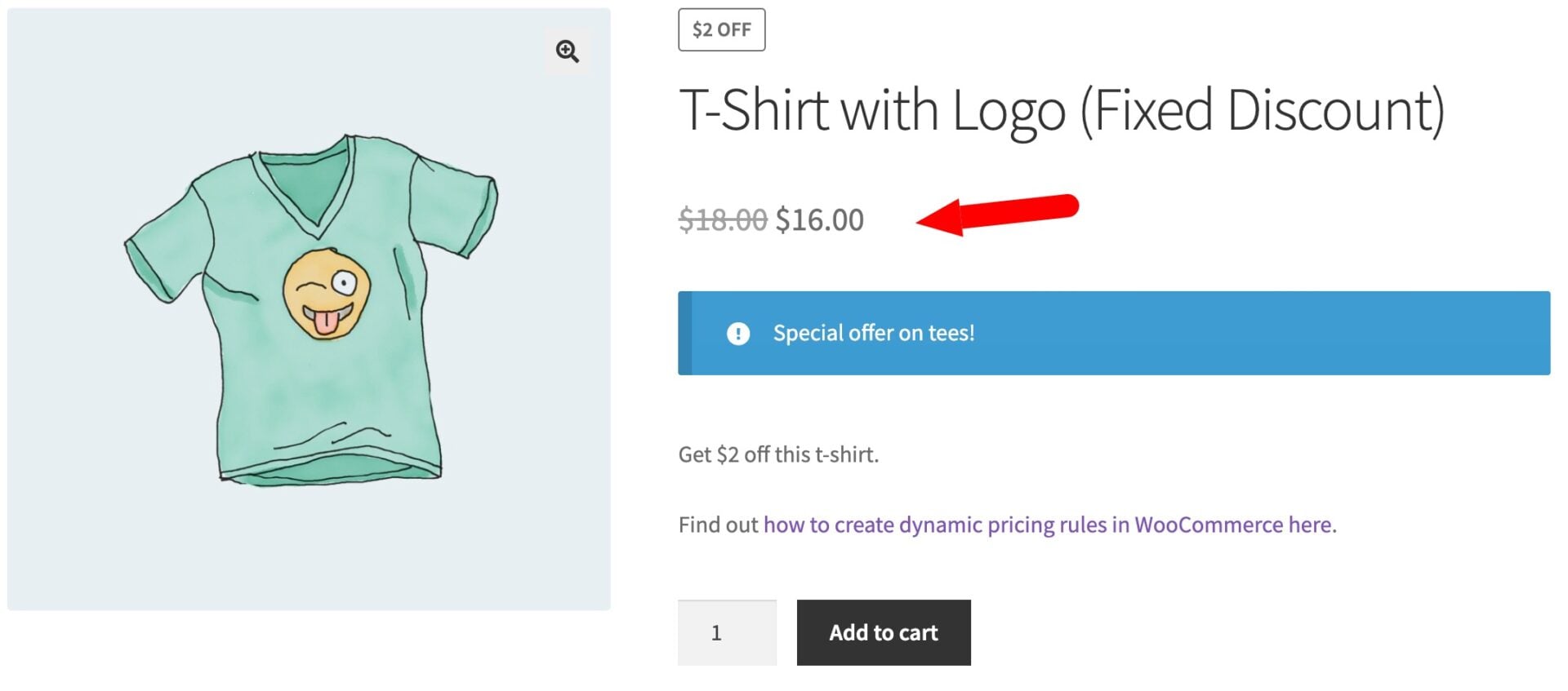 Original price with strikethrough next to discounted price