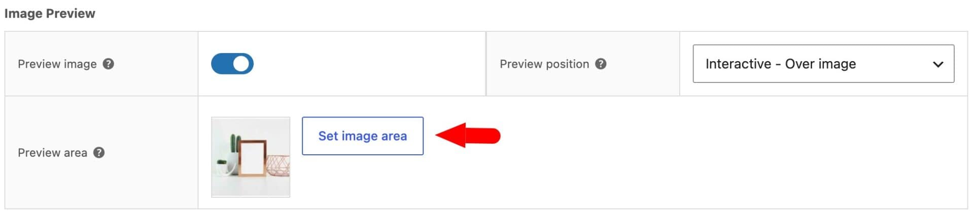 Set the preview area for the uploaded image
