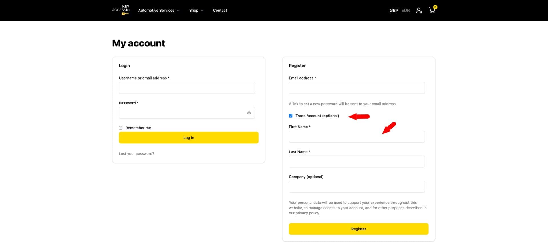 Conditional fields on a registration form