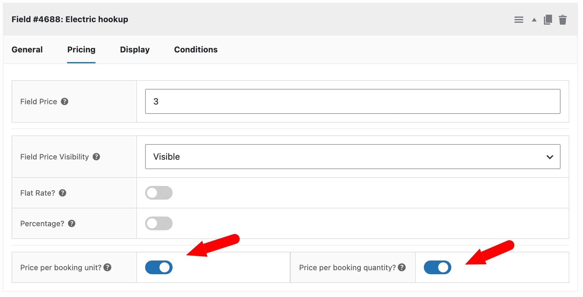 Settings to charge optional extras per night and/or per booking