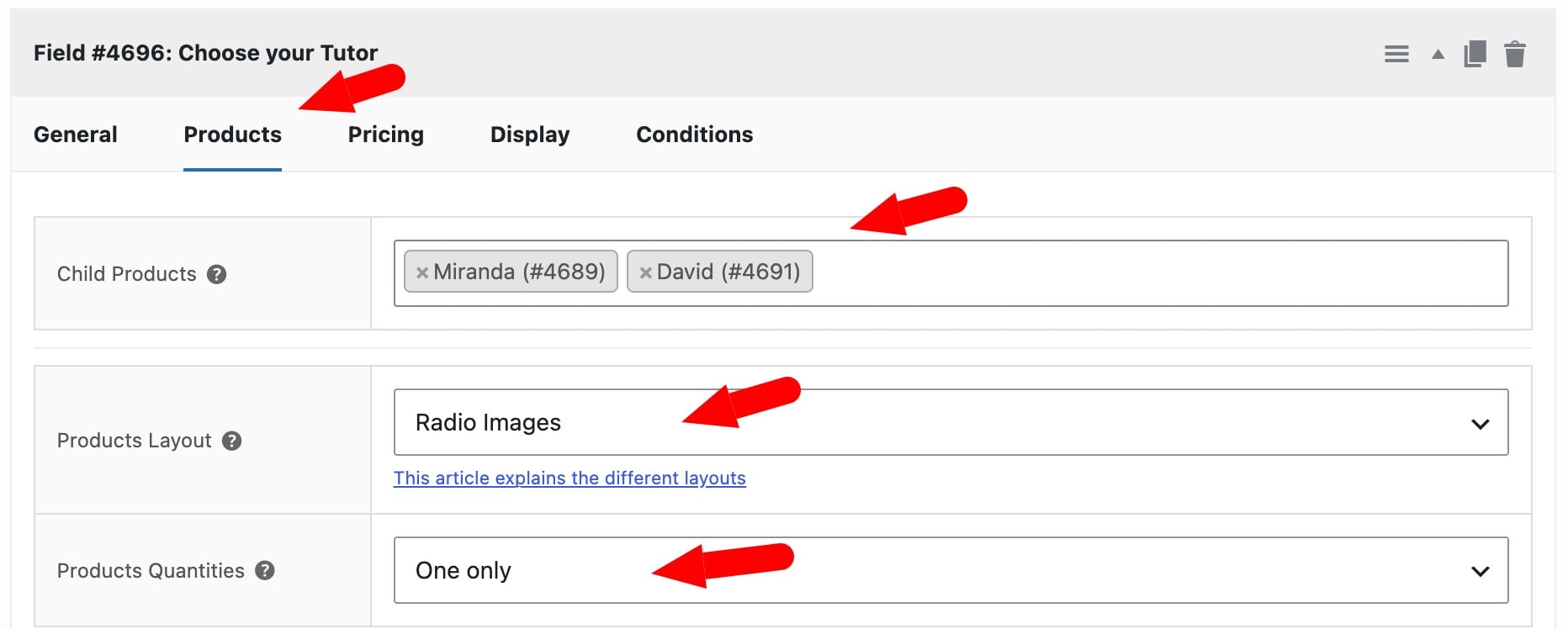 Settings for staff members