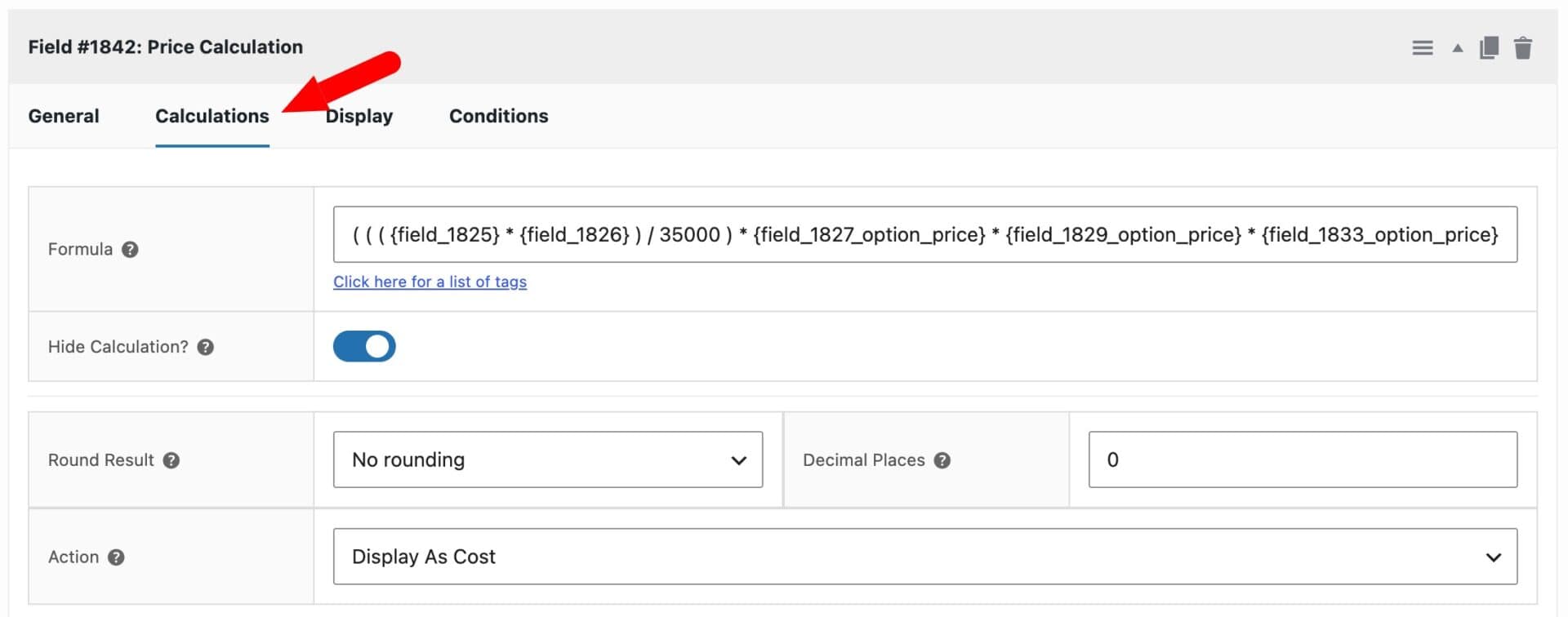 Setting for calculating custom sign price dynamically