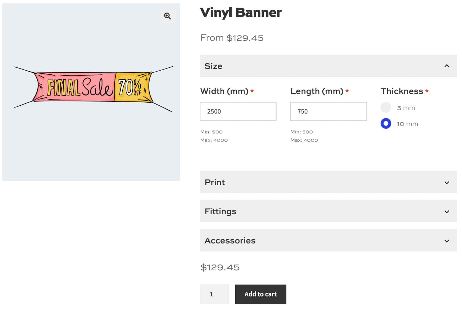 WooCommerce custom banner product