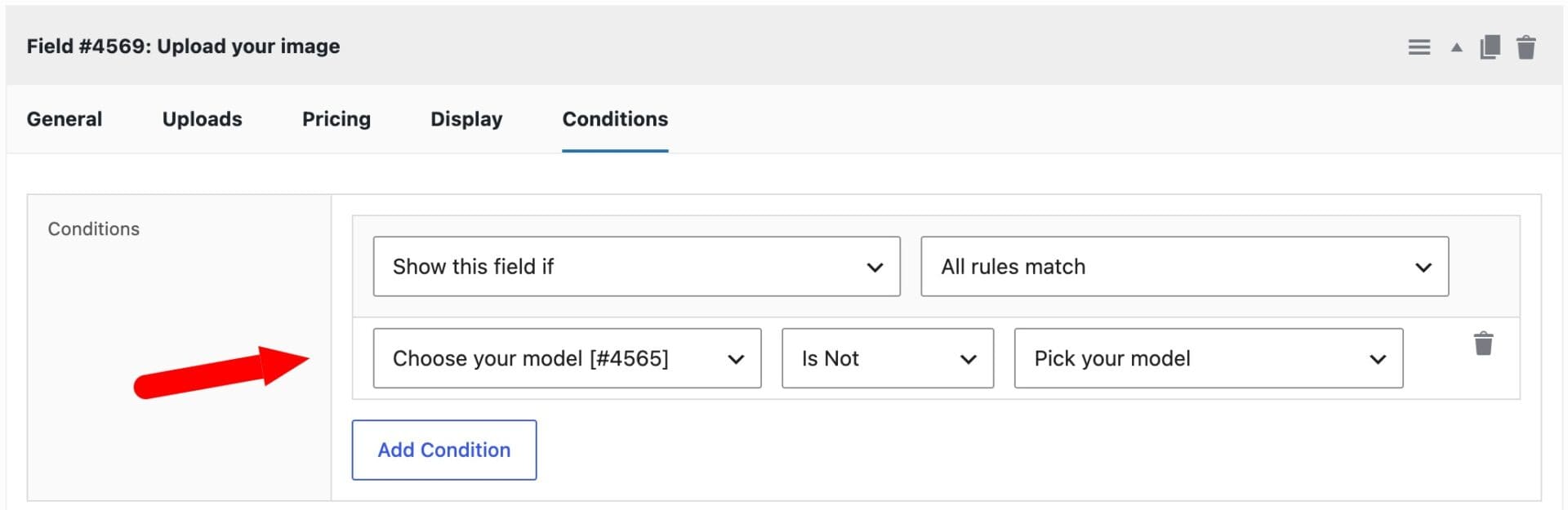 Conditional logic for live preview upload field
