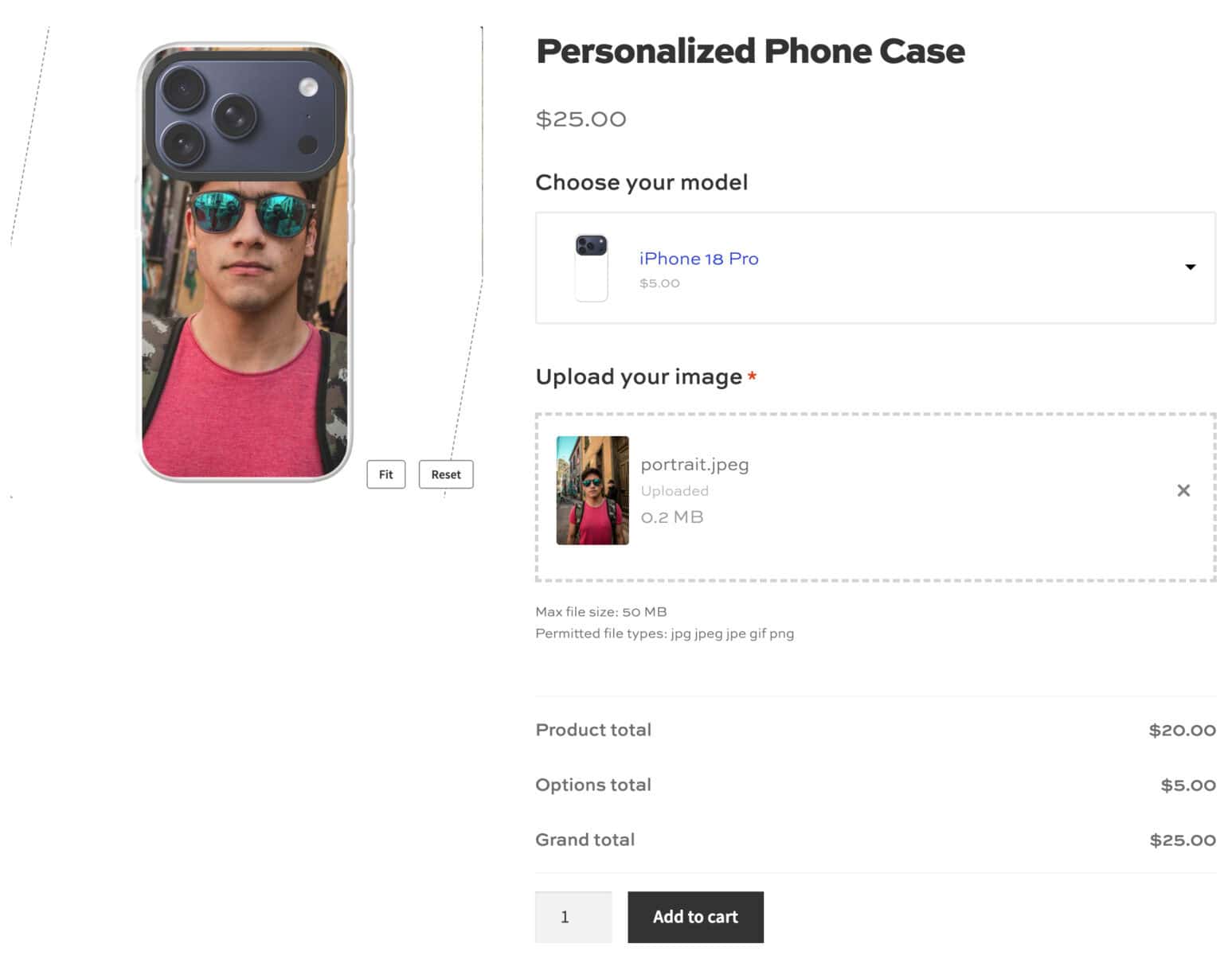 WooCommerce live preview - personalized phone case