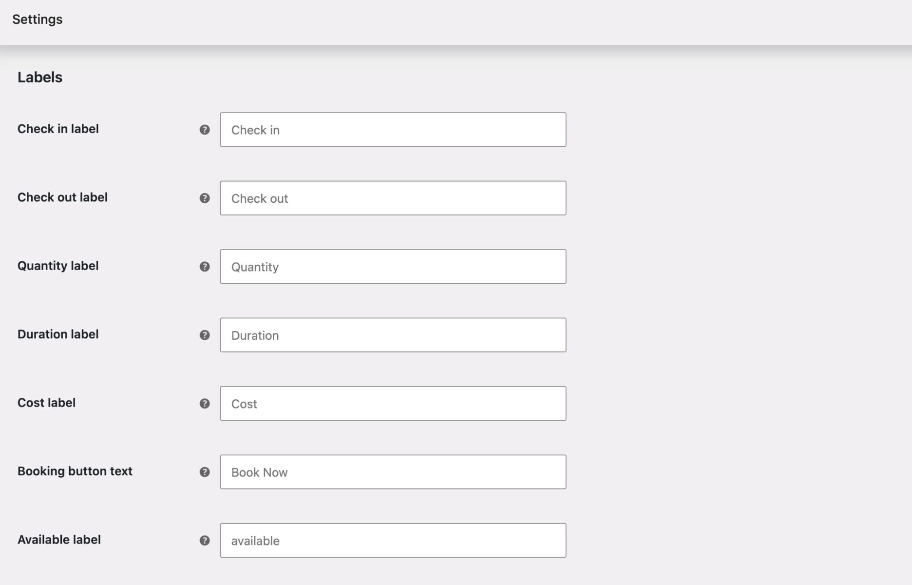 Update labels for Bookings for WooCommerce fields