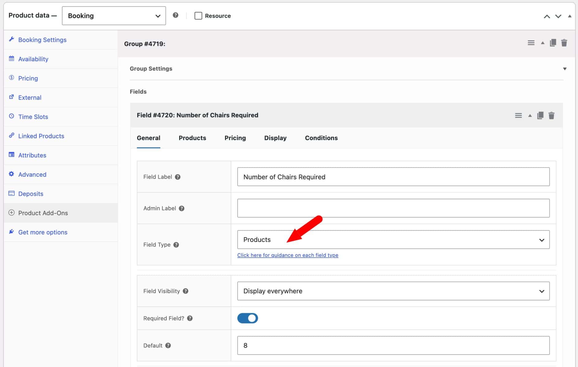 Child product setting for WooCommerce bookings resource