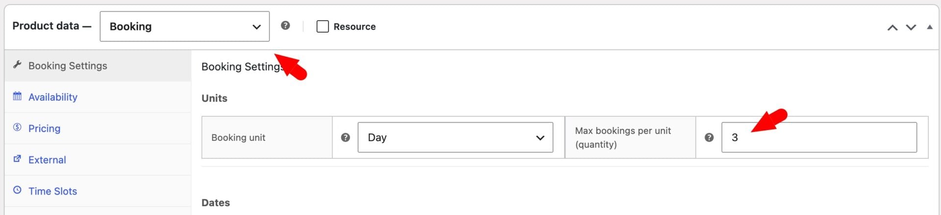 Settings for bookable conference room