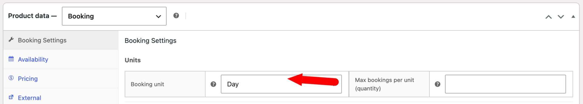 Booking unit setting