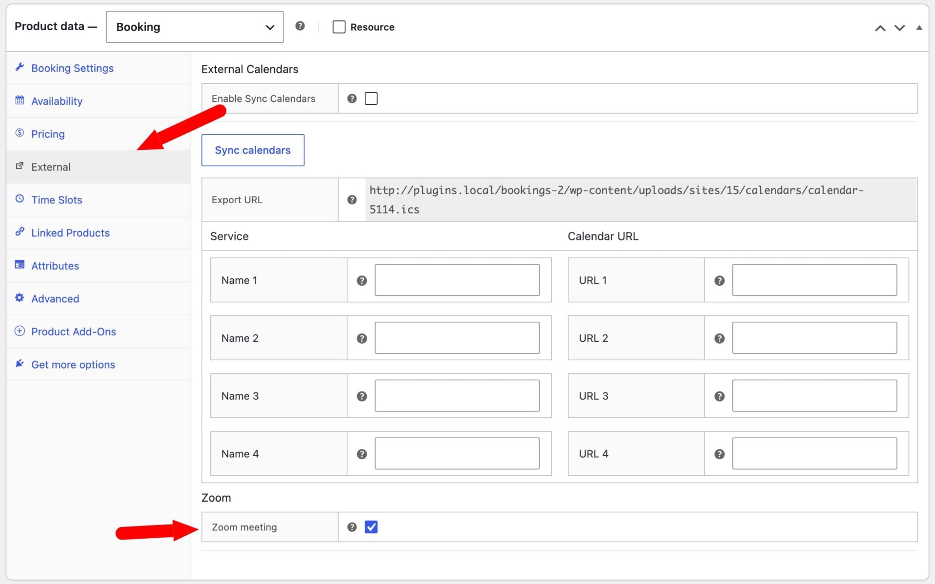 Setting to enable Zoom calls on bookable products