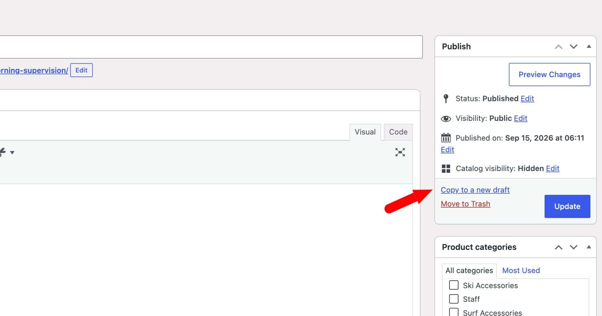 WooCommerce copy to a new draft link