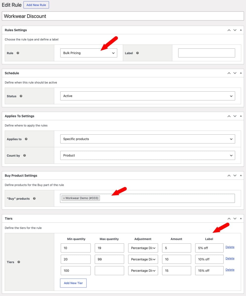 WooCommerce uniform store bulk discount settings
