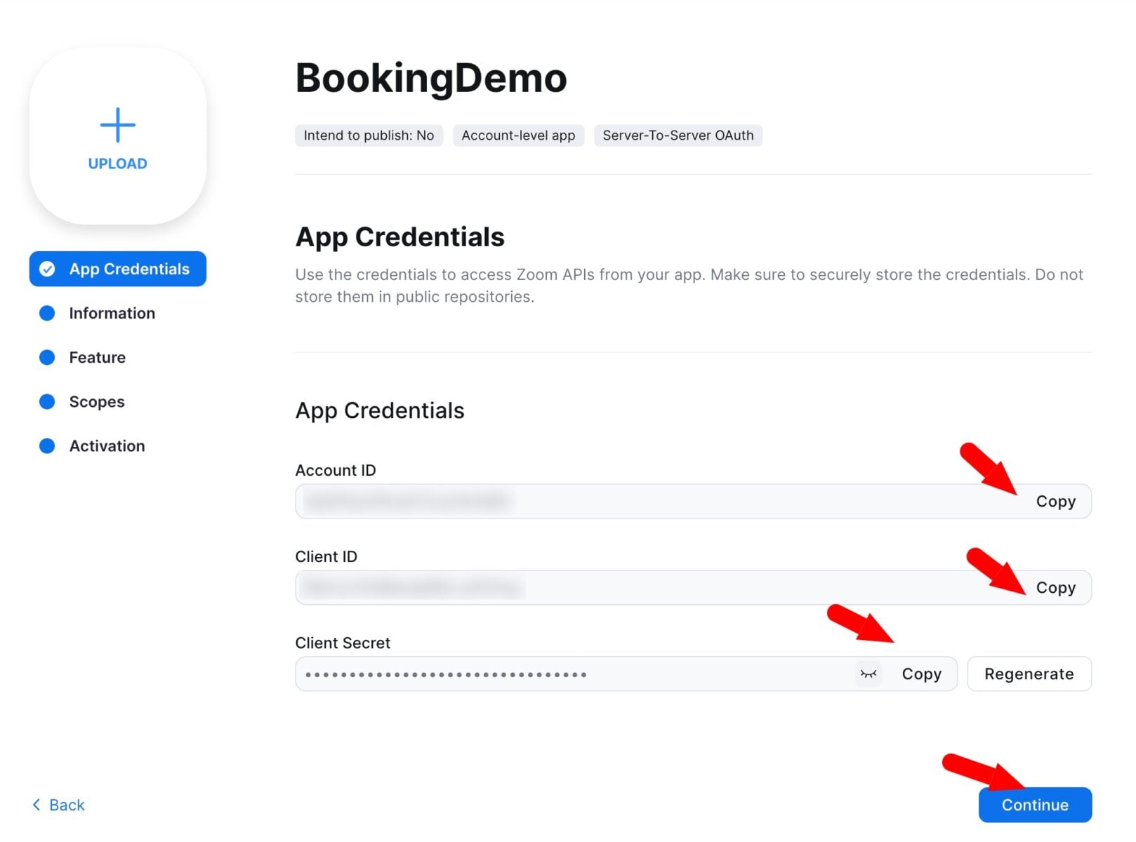 Zoom app credentials
