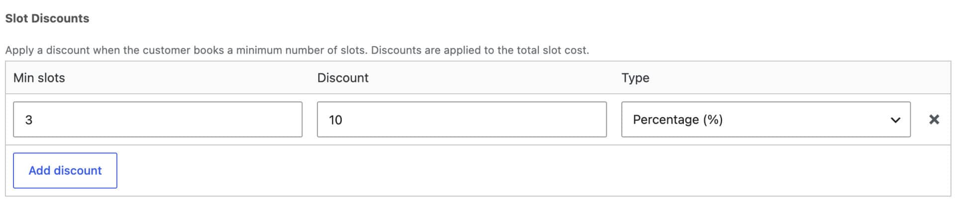 Setting for discounting appointments in WooCommerce