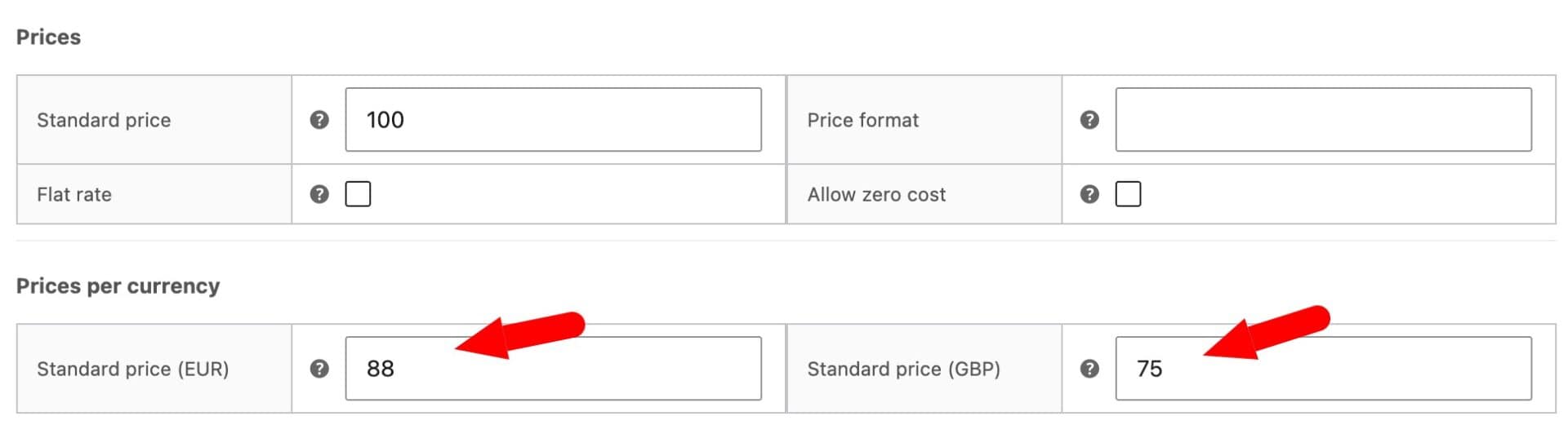 Prices per currency settings in Bookings for WooCommerce
