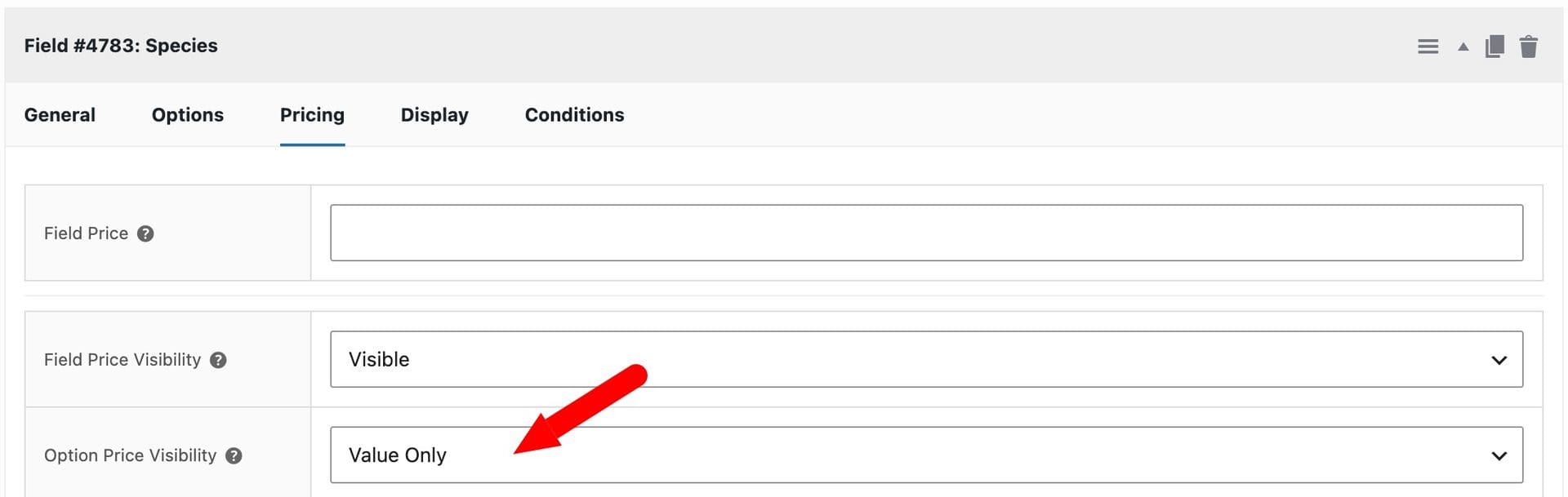 Setting to hide option prices in add-on field