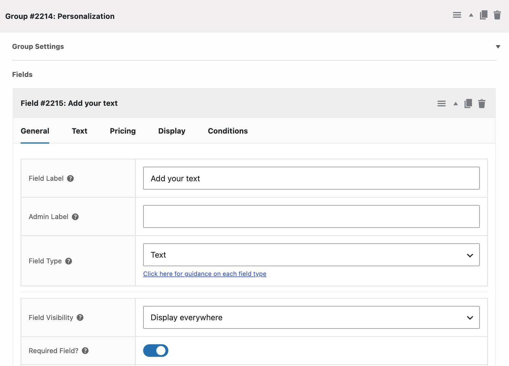 Text field settings in WooCommerce Product Add-Ons Ultimate