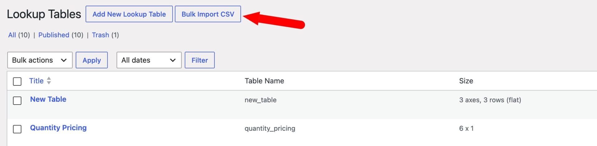 Bulk import multiple tables via CSV
