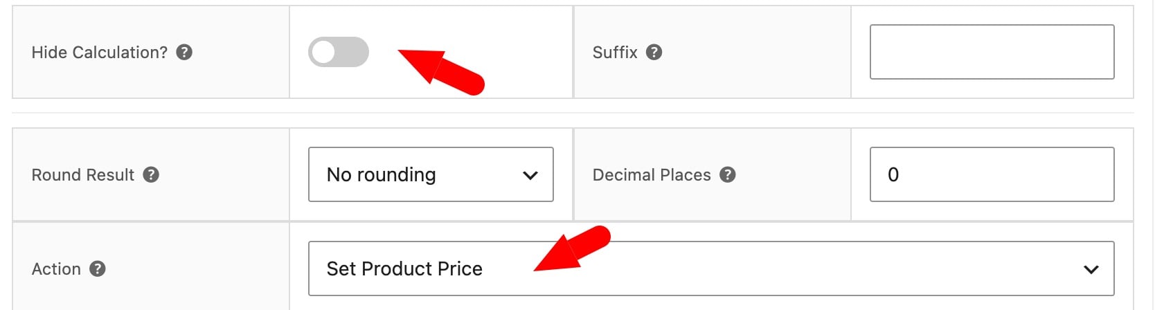 WooCommerce calculation formula setting for defining result as product price