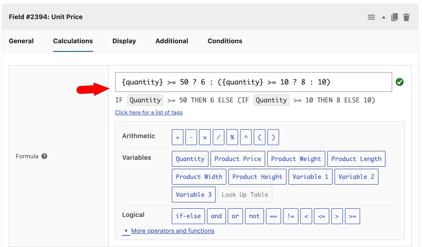 WooCommerce calculation formula for setting quantity price breaks