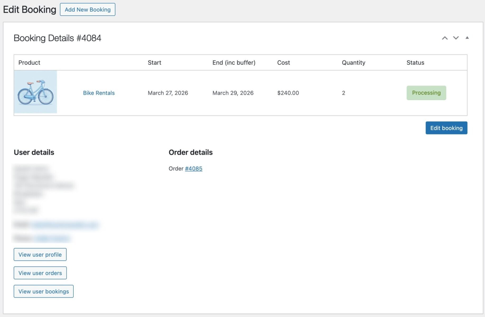 Edit bookings in the WordPress admin