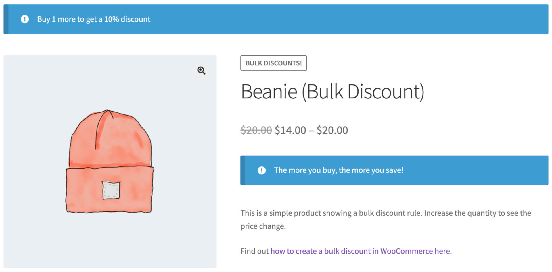 Product page showing messaging, tiered pricing table and discounts