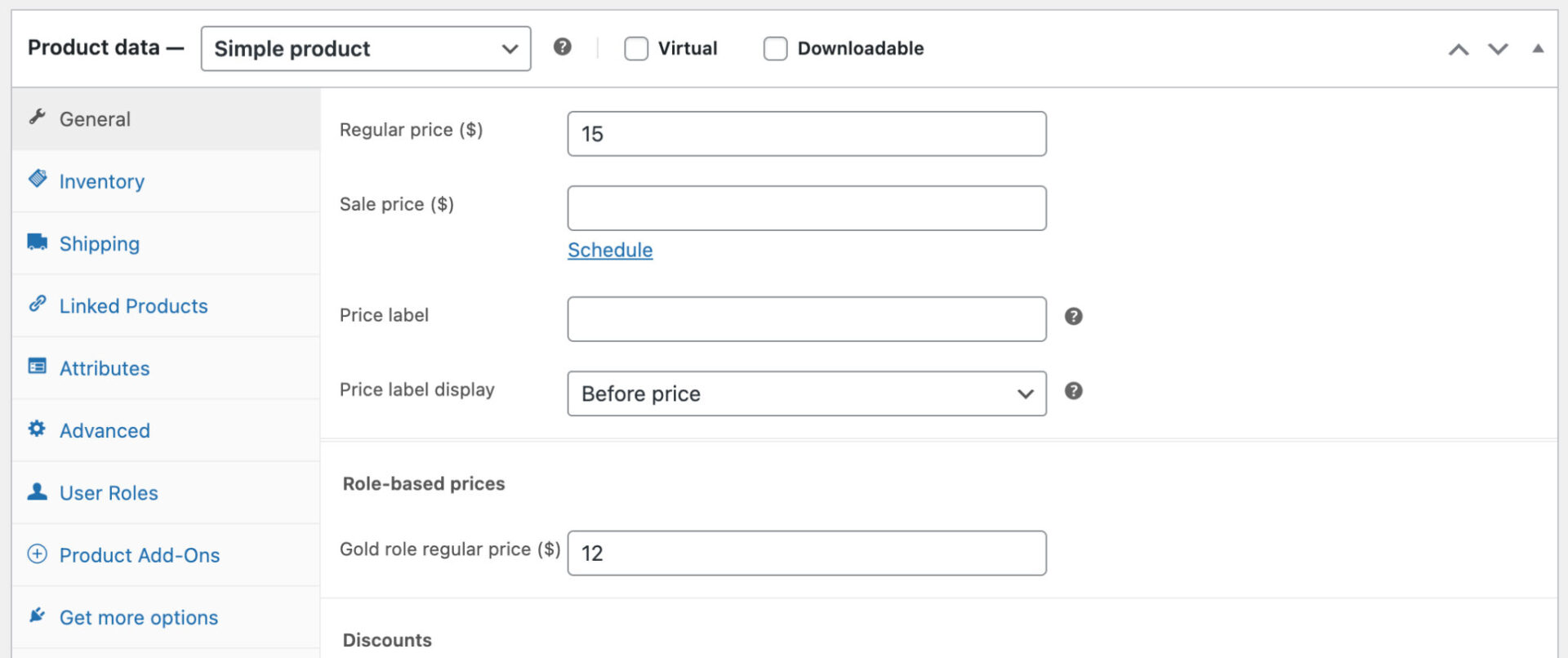 WooCommerce product discount rule - role-based pricing